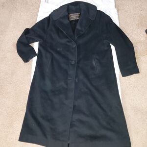 Elegant Vintage Black Women's 100% Cashmere Coat Super Soft L 14-16